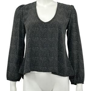 Lovers + Friends Top Women XS Daydream Black Sheer Flowy Witchy Celestial Office